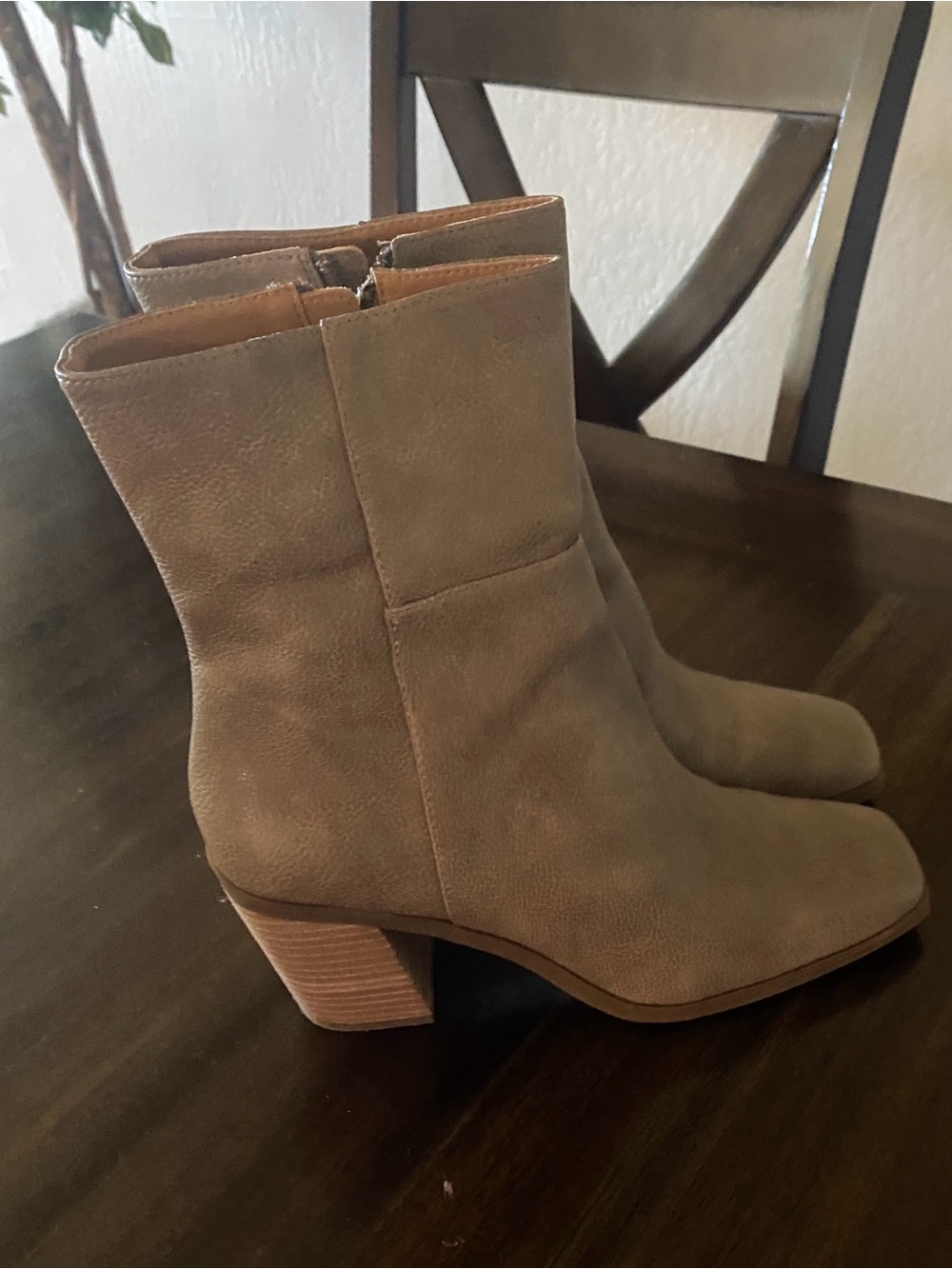 Yellow Box Taupe Ankle Booties with Block Heel
